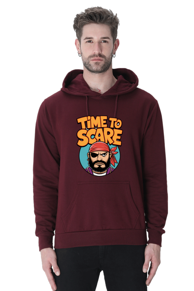 Pirate Face Hoodie with "Time to Scare" Message – Bold, Trendy, and Comfortable