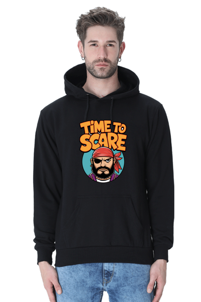 Pirate Face Hoodie with "Time to Scare" Message – Bold, Trendy, and Comfortable