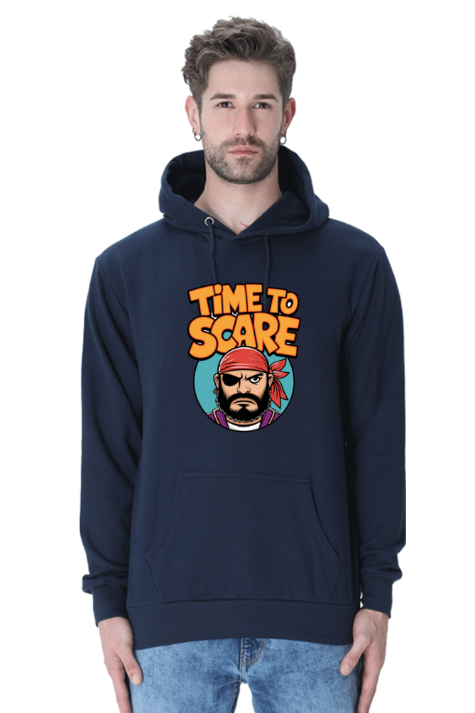 Pirate Face Hoodie with "Time to Scare" Message – Bold, Trendy, and Comfortable