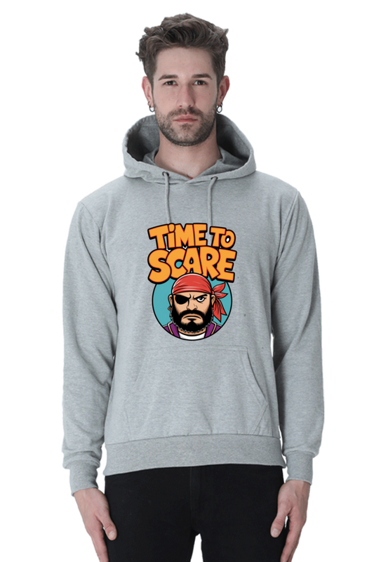 Pirate Face Hoodie with "Time to Scare" Message – Bold, Trendy, and Comfortable