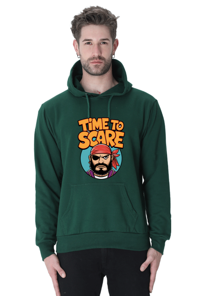 Pirate Face Hoodie with "Time to Scare" Message – Bold, Trendy, and Comfortable