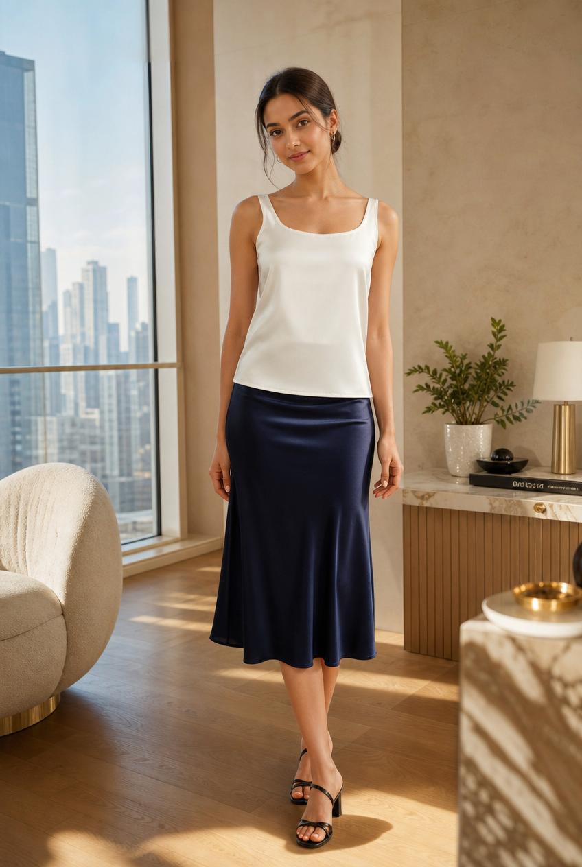 Silken Elegance Lace-Trim Camisole