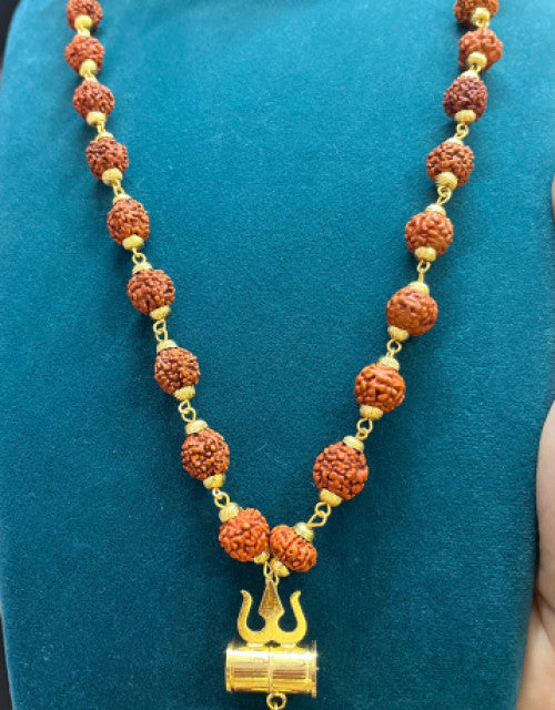 Gold Plated Mahadev Trishul Rudraksha Mala + Mysterious🎁Gift