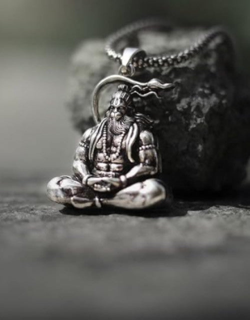 Hanuman Meditation Pendant Necklace with Chain for Men and Women