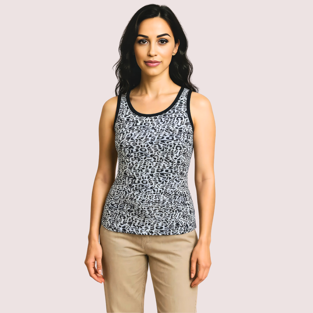 Monochrome Leopard Print Tank Top